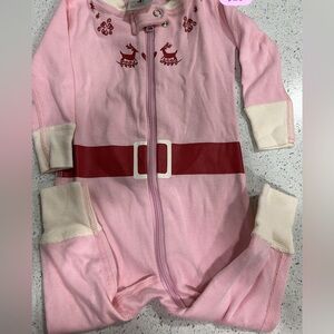 Hanna Andersson Pink and Cream Reindeer Footie